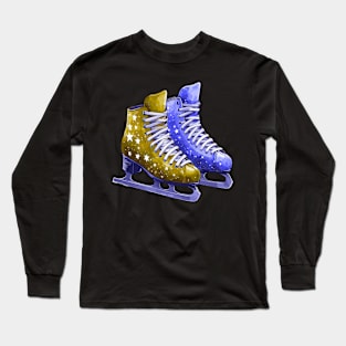 Brown Purple Ice Skating Boots Long Sleeve T-Shirt